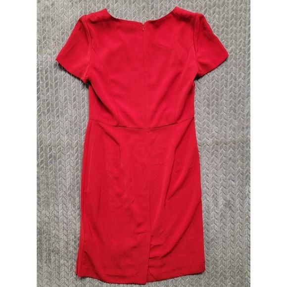 DKNYC Maraschino Red Cap Sleeve Stretch Sheath Pleated Dress Size 8 - Picture 8 of 12